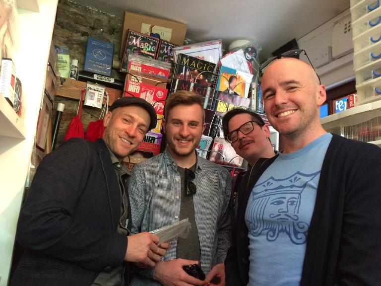 Derren Brown Ollie Mealing James Went and Coop in mals shop